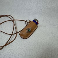 Image 1 of Leather Lighter Holder Green Jewel