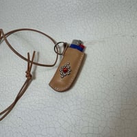 Image 1 of Leather Lighter Holder Red Vintage Jewel