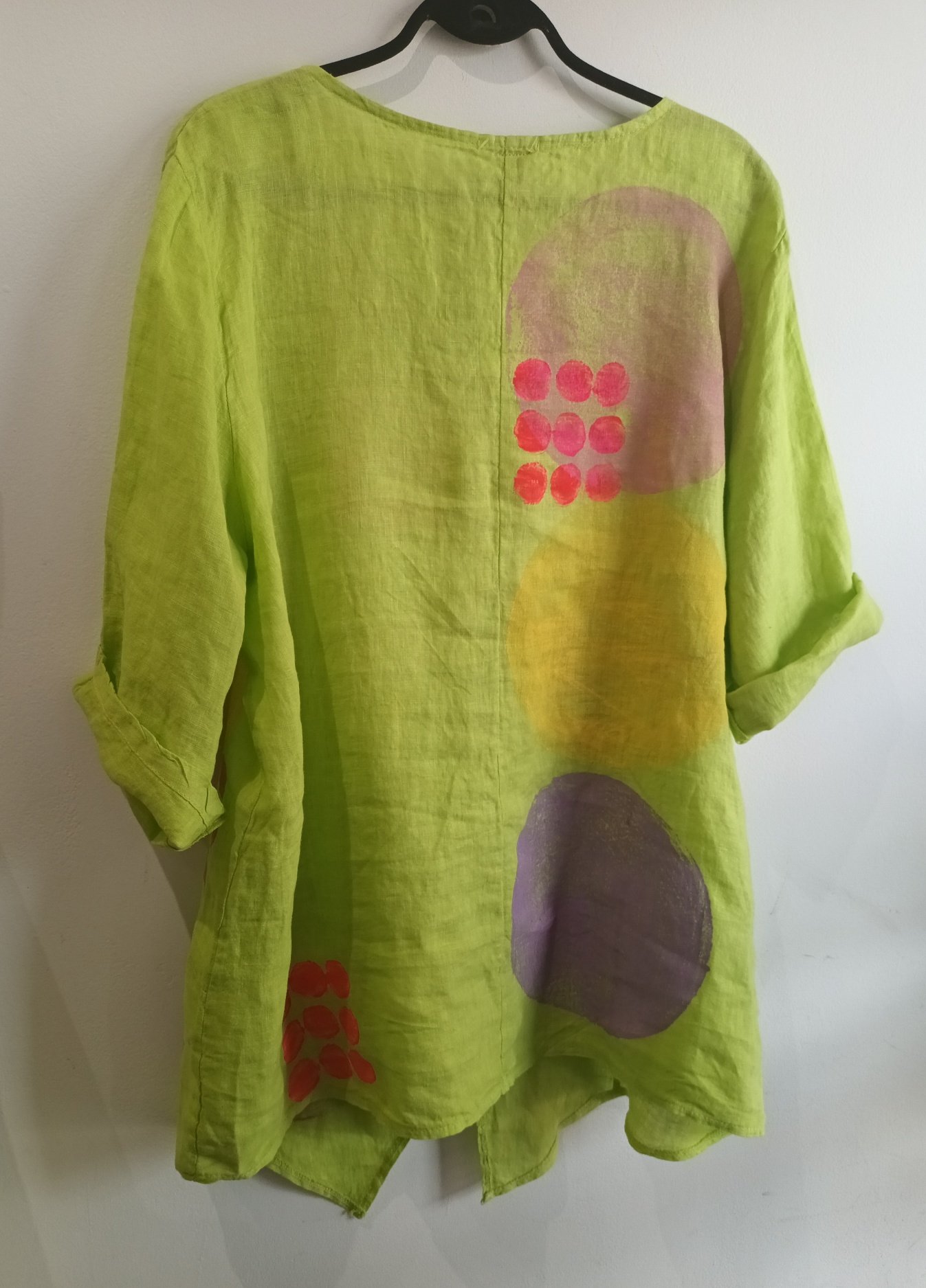 Image of lime green painted tunic