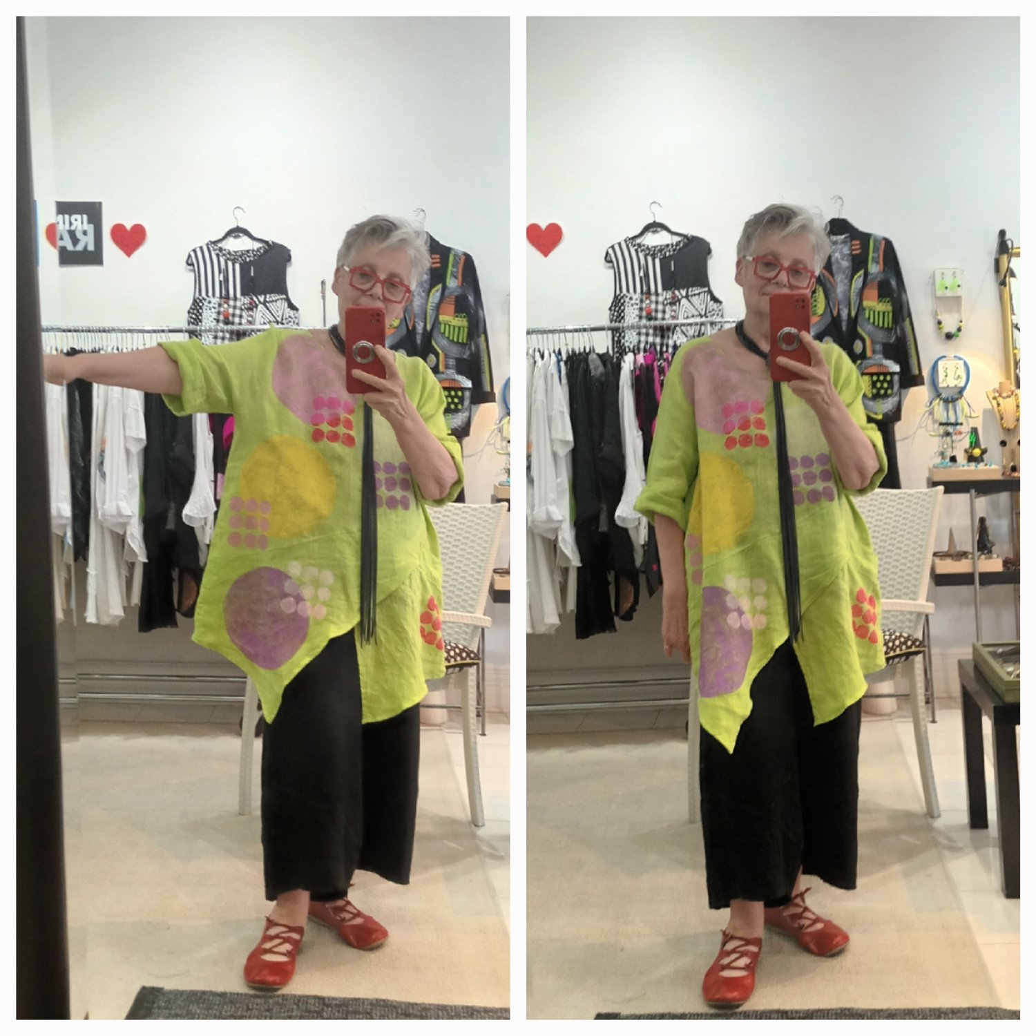 Image of lime green painted tunic