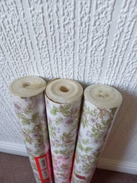 Image 5 of 1970s Vintage Melody Mills Wallpaper Rolls - MCM Cottagecore Birds Flowers Floral Lilac - (Set of 3)