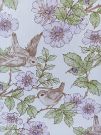 Image 3 of 1970s Vintage Melody Mills Wallpaper Rolls - MCM Cottagecore Birds Flowers Floral Lilac - (Set of 3)