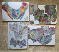 Image 1 of Doodle flowers- 4 card set