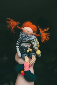 Image 2 of Pippa - Wool Filled Sculpted Sock Doll - Small 11''