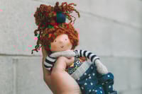 Image 1 of Gwen - Pint sized wool filled Waldorf inspired sculpted sock doll with teeswater locks 11'' 