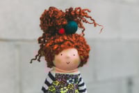 Image 3 of Gwen - Pint sized wool filled Waldorf inspired sculpted sock doll with teeswater locks 11'' 