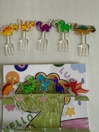 Image 1 of Dino Family Acrylic Food forks 