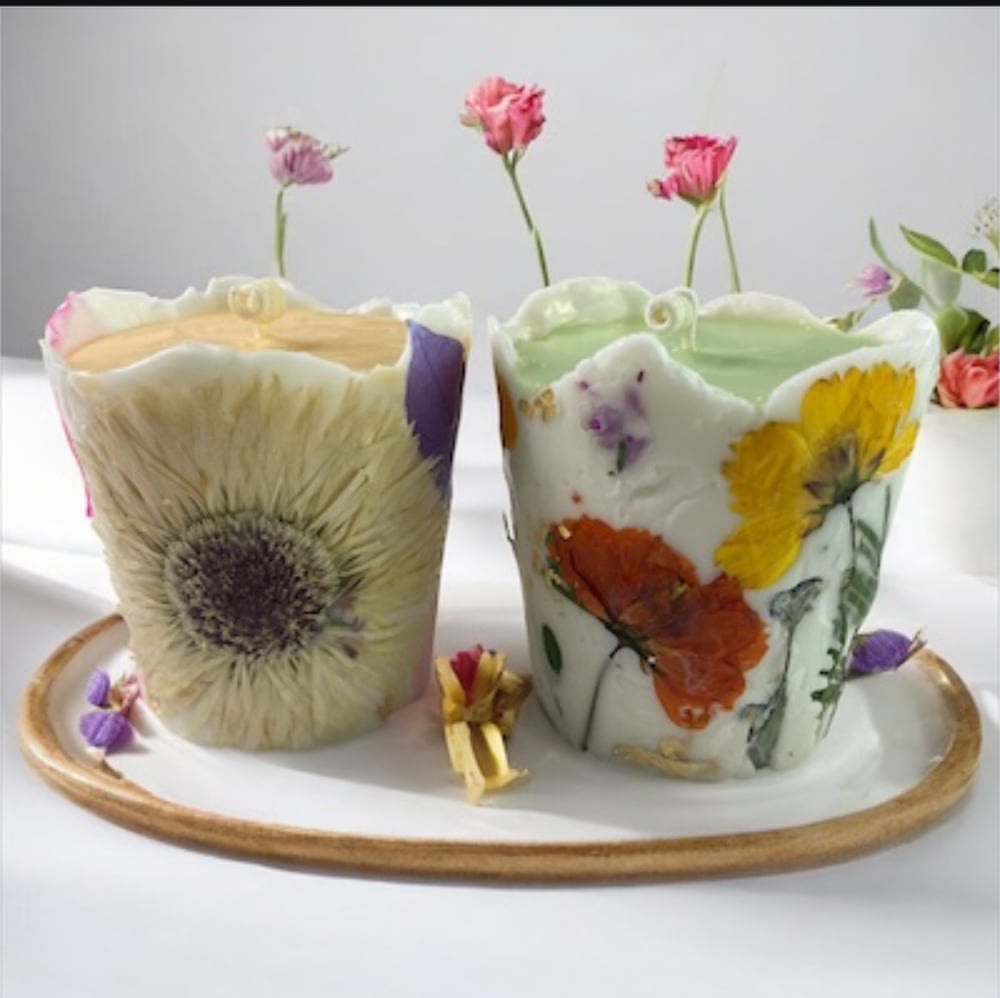 Image of Rustic Floral Candle - Botanical Bliss for Your Home | botanical candle| boho chic| scented candle|