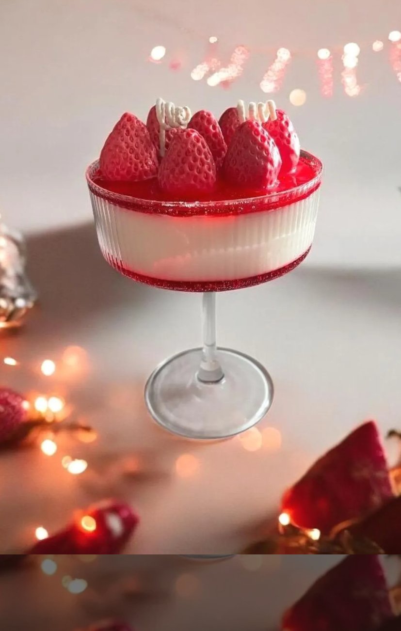 Image of Personalized Strawberry Cheesecake Candle - A Unique and Sweet Gift Idea| Gift For Her| Elegant