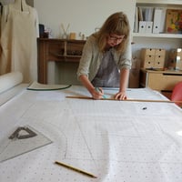 Image 24 of NEW! Pottery Apron with Split Leg Skirt, Adjustable Cross Back Straps & Pockets. Beige Canvas No4:5