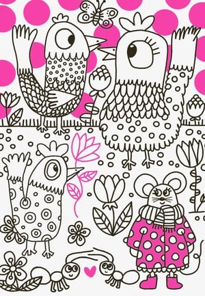 Image of Cahier de coloriage  1,2,3 poules à pois