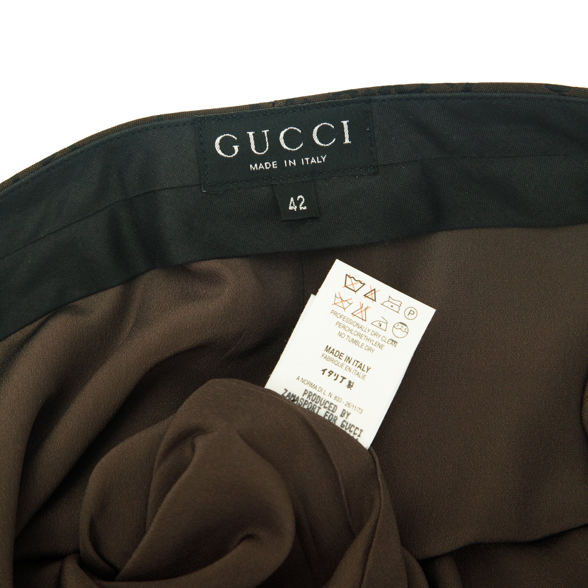 Image of Gucci 1998 Brown Monogram Pencil Skirt 