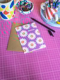 Image 2 of Carte de Voeux "Bisous" - Fleurs Roses