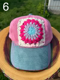 Image 5 of Confetti Collection Granny Square Two Tone Suede Baseball Caps