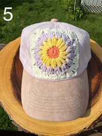 Image 4 of Confetti Collection Granny Square Two Tone Suede Baseball Caps