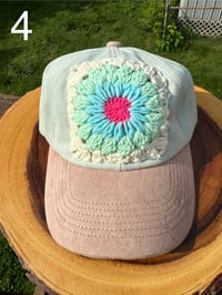 Image 3 of Confetti Collection Granny Square Two Tone Suede Baseball Caps