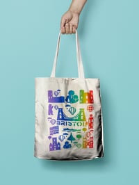 Image 1 of Hand Printed Bristol Themed Tote Bag
