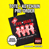 Image 1 of *PRE-ORDER* "EVIL ♥ DEAD" Canvas Pocket Tote w/ Keytag