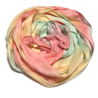 Image 1 of Ready To Ship! 10YD. BEACH CABANA HAND DYED SARI SILK RIBBON BY COLOR BURST SILK