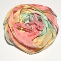 Image 2 of Ready To Ship! 10YD. BEACH CABANA HAND DYED SARI SILK RIBBON BY COLOR BURST SILK