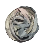 Image 1 of 10YD. BLUE CYLINDER HAND DYED SARI SILK RIBBON BY COLOR BURST SILK