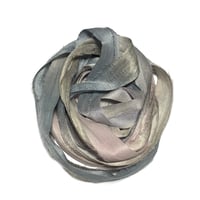 Image 2 of 10YD. BLUE CYLINDER HAND DYED SARI SILK RIBBON BY COLOR BURST SILK