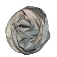 Image 4 of 10YD. BLUE CYLINDER HAND DYED SARI SILK RIBBON BY COLOR BURST SILK