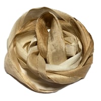 Image 1 of 10YD. KHAKI HAND DYED SARI SILK RIBBON BY COLOR BURST SILK