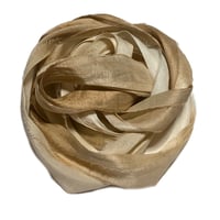 Image 3 of 10YD. KHAKI HAND DYED SARI SILK RIBBON BY COLOR BURST SILK