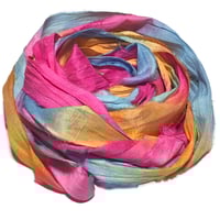Image 1 of Ready To Ship! 10YD. SOLAR FLARE HAND DYED SARI SILK RIBBON BY COLOR BURST SILK
