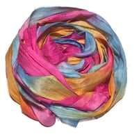 Image 2 of Ready To Ship! 10YD. SOLAR FLARE HAND DYED SARI SILK RIBBON BY COLOR BURST SILK