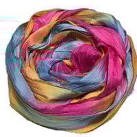 Image 4 of Ready To Ship! 10YD. SOLAR FLARE HAND DYED SARI SILK RIBBON BY COLOR BURST SILK