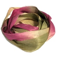 Image 1 of Ready To Ship! 10YD. TEA ROSE HAND DYED SARI SILK RIBBON BY COLOR BURST SILK