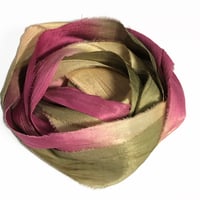 Image 3 of Ready To Ship! 10YD. TEA ROSE HAND DYED SARI SILK RIBBON BY COLOR BURST SILK