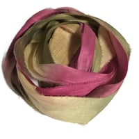 Image 5 of Ready To Ship! 10YD. TEA ROSE HAND DYED SARI SILK RIBBON BY COLOR BURST SILK