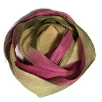 Image 6 of Ready To Ship! 10YD. TEA ROSE HAND DYED SARI SILK RIBBON BY COLOR BURST SILK