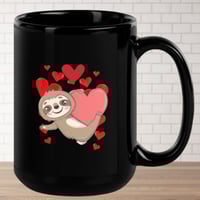 Image 1 of Sloth Hanging On To Heart Coffee Mug