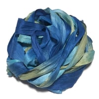 Image 1 of Ready To Ship! 10YD. AQUARIUM HAND DYED SARI SILK RIBBON BY COLOR BURST SILK