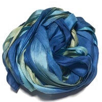 Image 2 of Ready To Ship! 10YD. AQUARIUM HAND DYED SARI SILK RIBBON BY COLOR BURST SILK