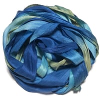Image 3 of Ready To Ship! 10YD. AQUARIUM HAND DYED SARI SILK RIBBON BY COLOR BURST SILK