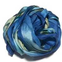 Image 6 of Ready To Ship! 10YD. AQUARIUM HAND DYED SARI SILK RIBBON BY COLOR BURST SILK