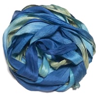 Image 7 of Ready To Ship! 10YD. AQUARIUM HAND DYED SARI SILK RIBBON BY COLOR BURST SILK