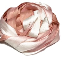 Image 2 of Ready To Ship! 10YD. SHELL PINK OMBRE HAND DYED SARI SILK RIBBON BY COLOR BURST SILK