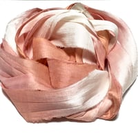 Image 4 of Ready To Ship! 10YD. SHELL PINK OMBRE HAND DYED SARI SILK RIBBON BY COLOR BURST SILK