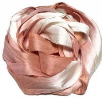 Image 5 of Ready To Ship! 10YD. SHELL PINK OMBRE HAND DYED SARI SILK RIBBON BY COLOR BURST SILK