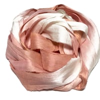Image 6 of Ready To Ship! 10YD. SHELL PINK OMBRE HAND DYED SARI SILK RIBBON BY COLOR BURST SILK