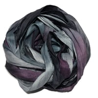 Image 1 of Ready To Ship! 10YD. BLACK ORCHIDS HAND DYED SARI SILK RIBBON BY COLOR BURST SILK