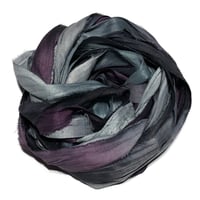 Image 2 of Ready To Ship! 10YD. BLACK ORCHIDS HAND DYED SARI SILK RIBBON BY COLOR BURST SILK