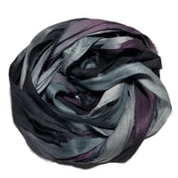 Image 3 of Ready To Ship! 10YD. BLACK ORCHIDS HAND DYED SARI SILK RIBBON BY COLOR BURST SILK