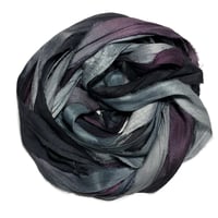 Image 4 of Ready To Ship! 10YD. BLACK ORCHIDS HAND DYED SARI SILK RIBBON BY COLOR BURST SILK